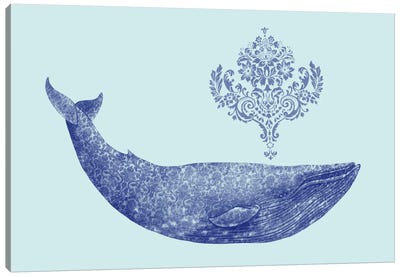 Damask Whale #2 Canvas Art Print - Children's Illustrations 