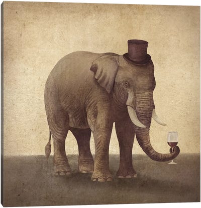 A Fine Vintage Canvas Art Print - Elephant Art