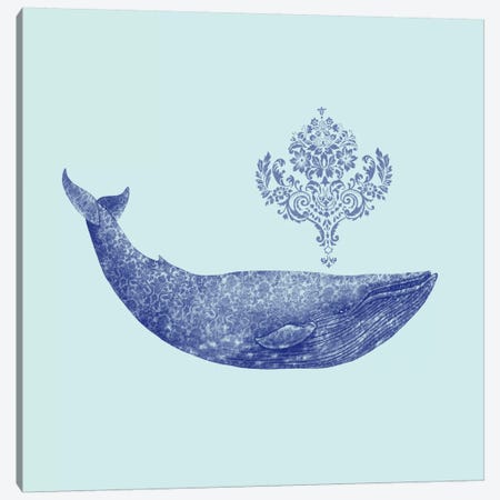 Damask Whale Square #1 Canvas Print #TFN40} by Terry Fan Canvas Art Print