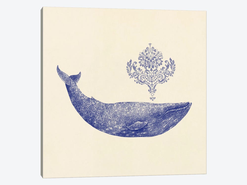 Damask Whale Square #2 by Terry Fan 1-piece Canvas Artwork