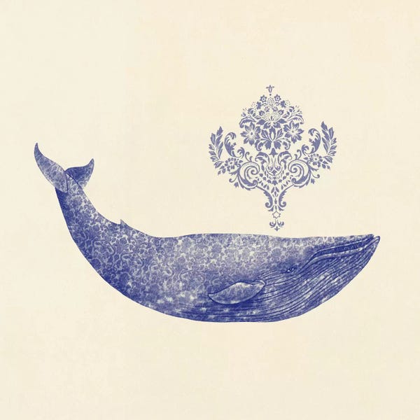 Children's Illustrations: Damask Whale Square #2 by Terry Fan