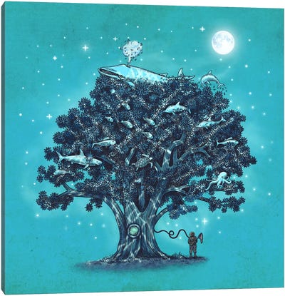 Deep Tree Diving Canvas Art Print - Children's Illustrations 