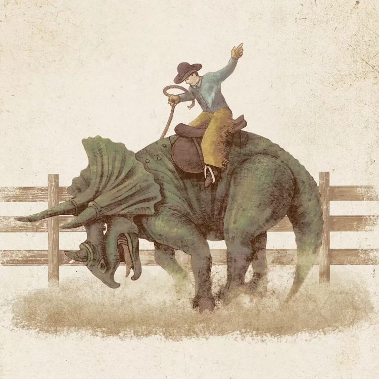 Dino Rodeo by Terry Fan wall art