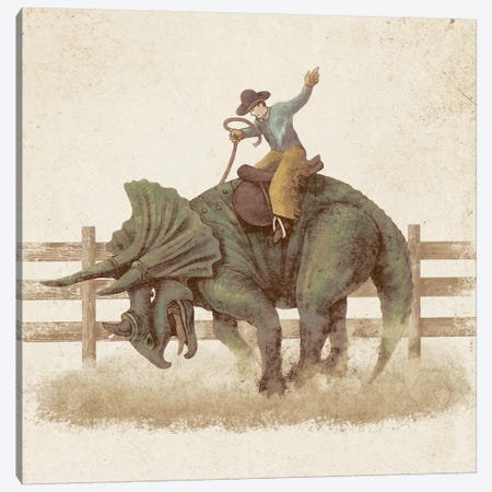 Dino Rodeo Canvas Print #TFN47} by Terry Fan Canvas Art