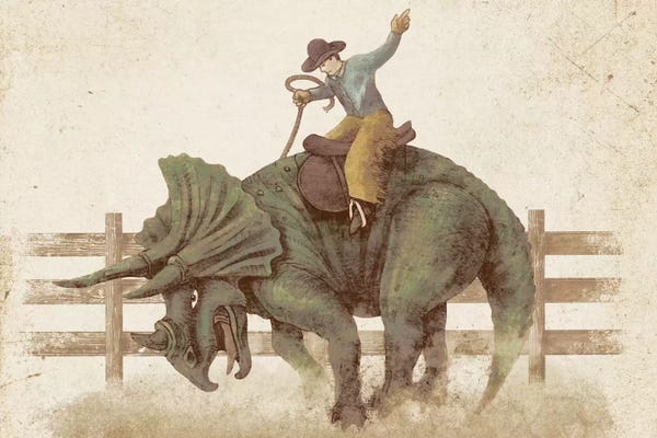 Rodeo: Dino Rodeo Landscape by Terry Fan