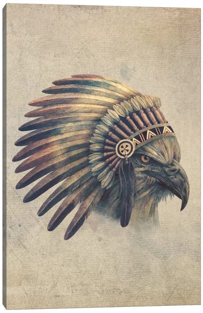 Eagle Chief Portrait #2 Canvas Art Print - Indigenous & Native American Culture