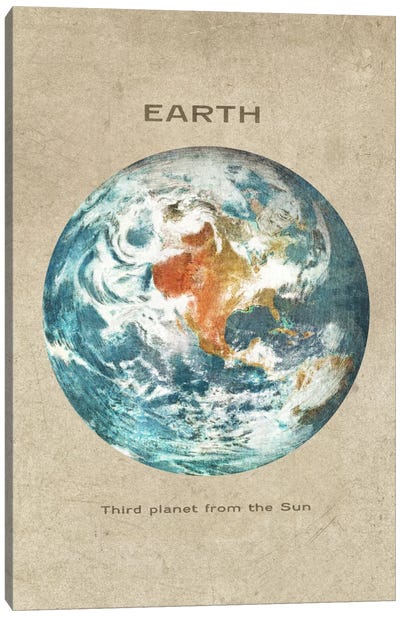Earth Portrait Canvas Art Print - Planet Art