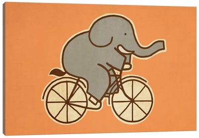 Elephant Cycle Landscape #1 Canvas Art Print - Animal Illustrations