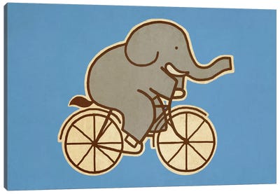 Elephant Cycle Landscape #2 Canvas Art Print - Cycling Art