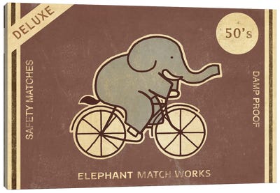 Elephant Match Works Canvas Art Print - Book Illustrations 