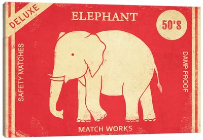 Elephant Safety Matches Canvas Art Print - Book Illustrations 