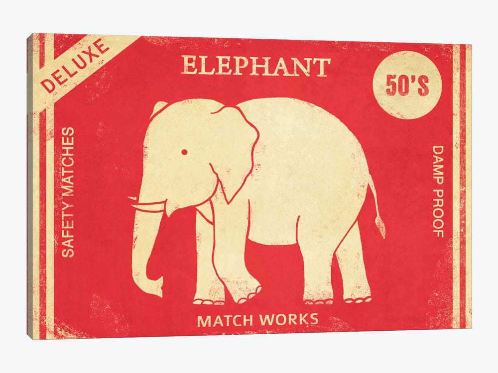 Elephant Safety Matches by Terry Fan 1-piece Canvas Artwork