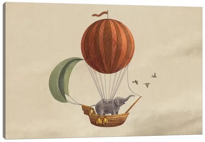 Adventure Awaits Landscape Canvas Art Print - Hot Air Balloon Art