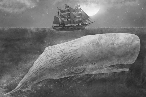 Whales: Far From Nantucket Mono by Terry Fan