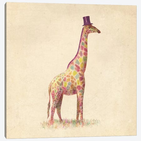 Fashionable Giraffe Square Canvas Print #TFN74} by Terry Fan Art Print