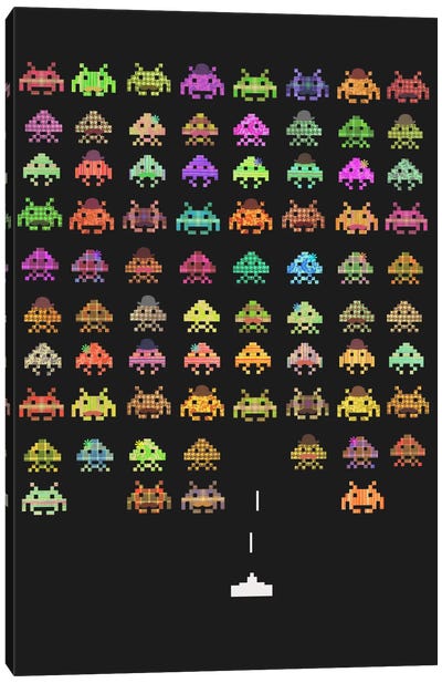 Fashionable Invaders Canvas Art Print - Pixel Art