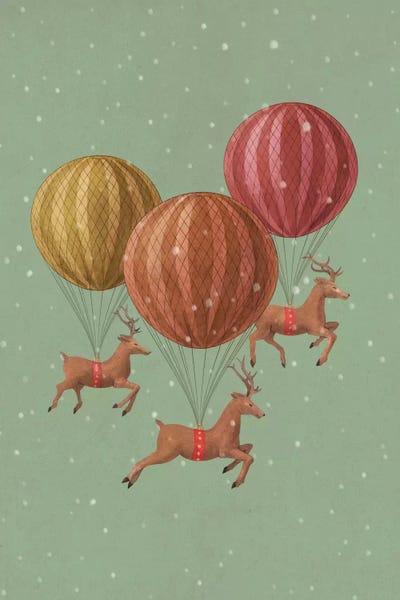 Children's Illustrations: Flight Of The Deer Green by Terry Fan