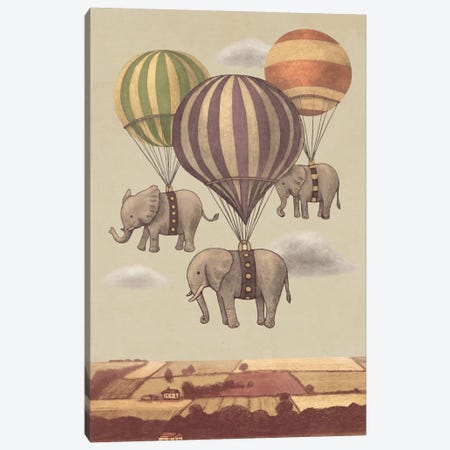 Flight Of The Elephants Canvas Print #TFN85} by Terry Fan Canvas Wall Art