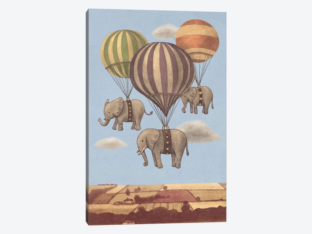 Flight Of The Elephants Blue by Terry Fan 1-piece Art Print