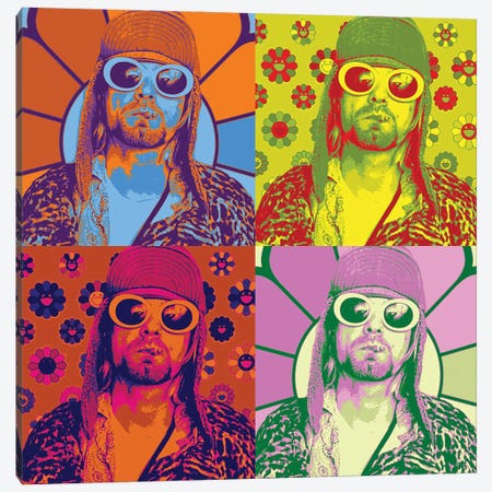 Cobain & Flowers Canvas Print #TFP11} by TJ Canvas Wall Art