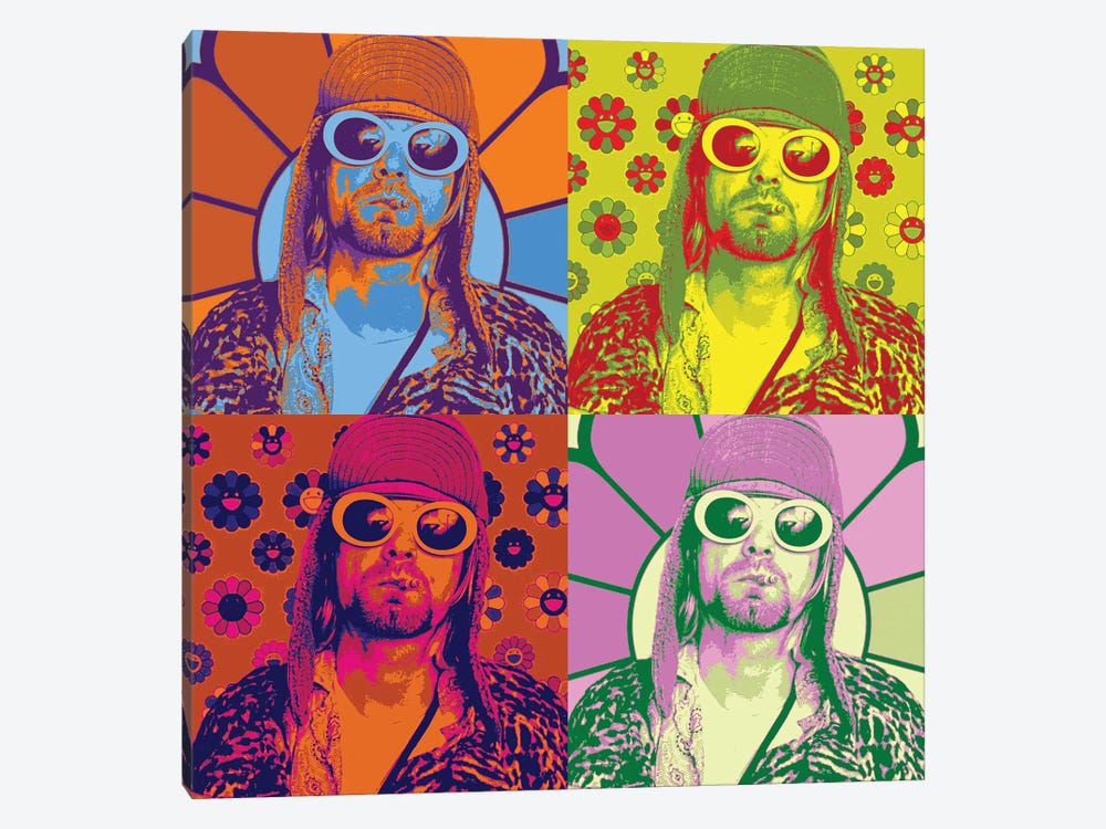 Cobain & Flowers by TJ 1-piece Canvas Art Print