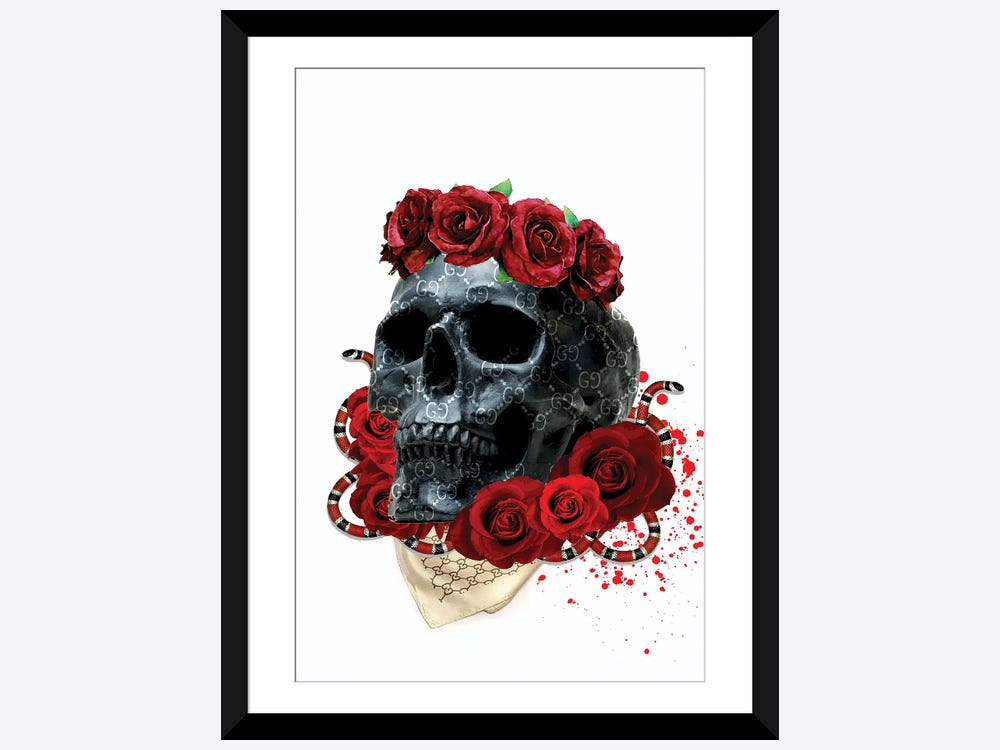 LV Flower Skull Canvas Art Print by TJ