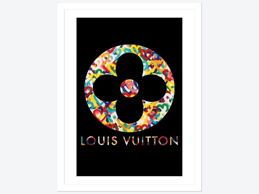 LV Flower Logo Black - Canvas Print Wall Art by TJ ( Fashion > Fashion Brands > Louis Vuitton art) - 12x8 in