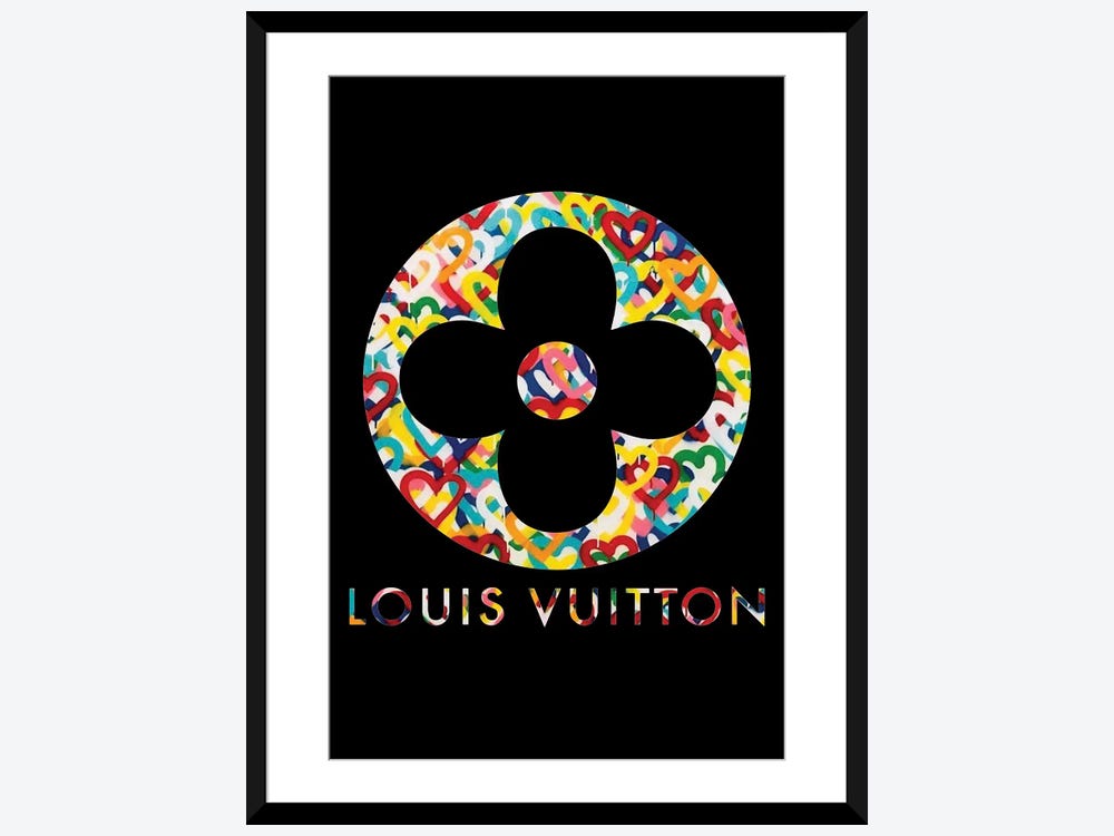 LV Flower Logo Black - Canvas Print Wall Art by TJ ( Fashion > Fashion Brands > Louis Vuitton art) - 12x8 in