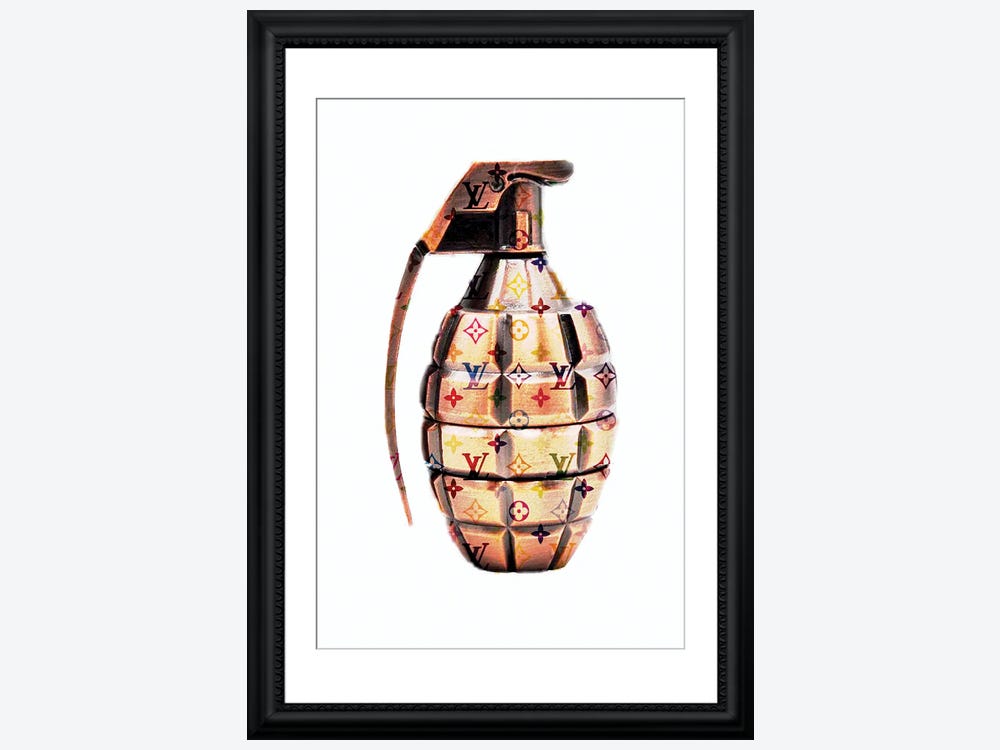 Framed Canvas Art (Gold Floating Frame) - Louis Vuitton Grenade by Morgan Paslier ( Fashion > Fashion Brands > Louis Vuitton art) - 40x26 in
