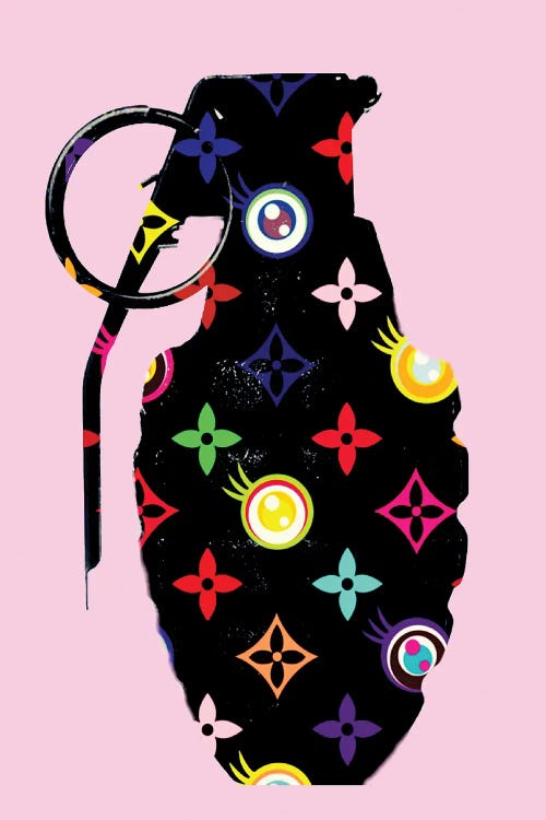 LV Grenade Black Pink Background