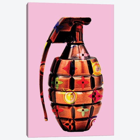 LV Grenade Bronze Pink Background Canvas Print #TFP31} by TJ Canvas Artwork