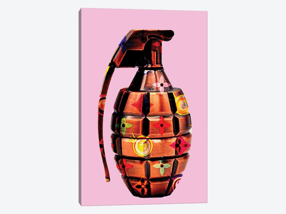 LV Grenade Bronze Pink Background by TJ 1-piece Canvas Art Print
