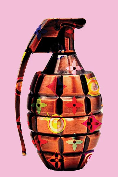 Louis Vuitton: LV Grenade Bronze Pink Background by TJ