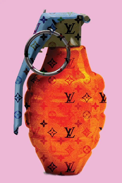 LV Grenade Pink Background by TJ wall art
