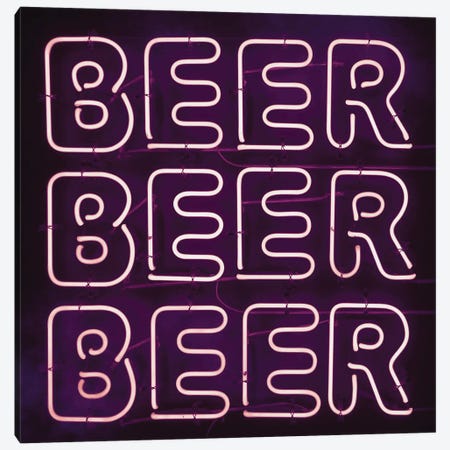 Beer Neon Canvas Print #TFP58} by TJ Canvas Art