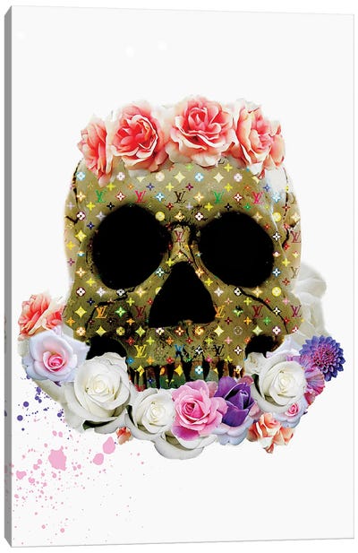 LV Flower Skull Canvas Art Print - TJ