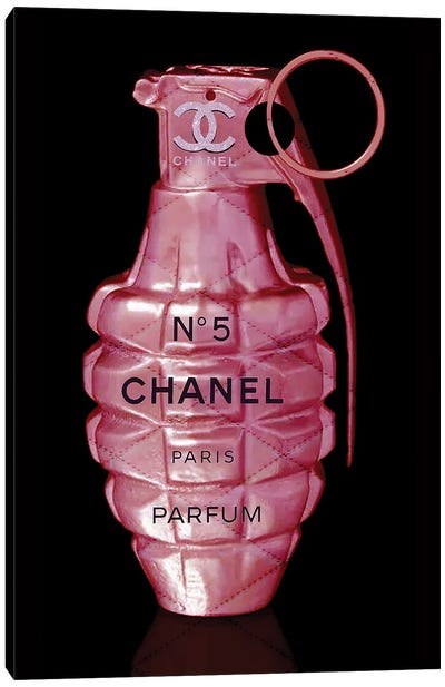 Chanel Pink Grenade Canvas Art Print - Weapons & Artillery Art