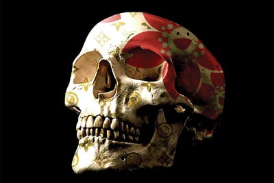 Flower Power Skull by TJ canvas print