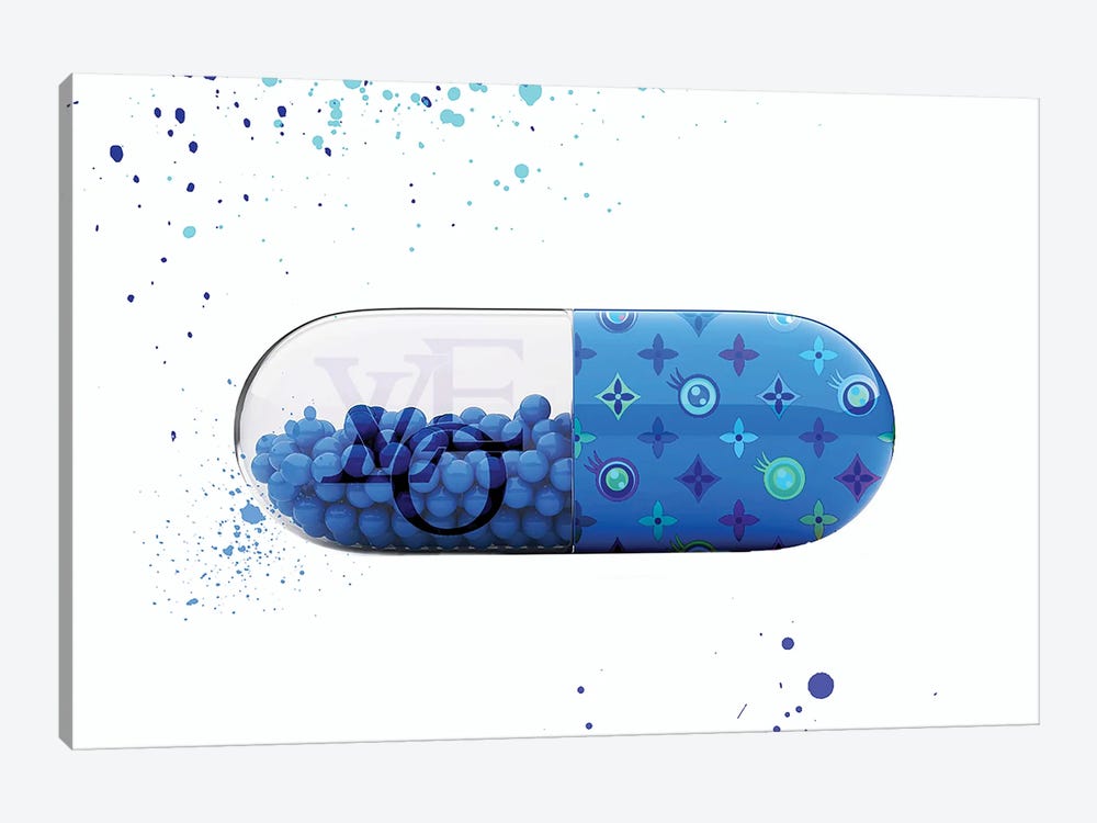 Blue Love Pill by TJ 1-piece Canvas Wall Art