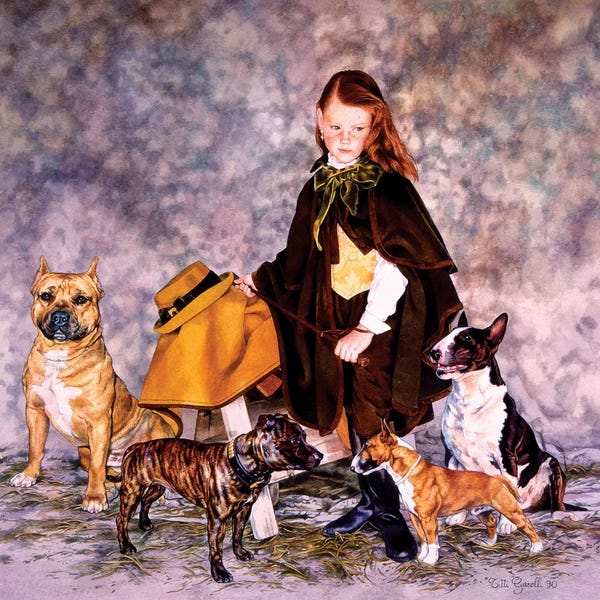 Titti Garelli: Fanciulla con Bulldogs by Titti Garelli