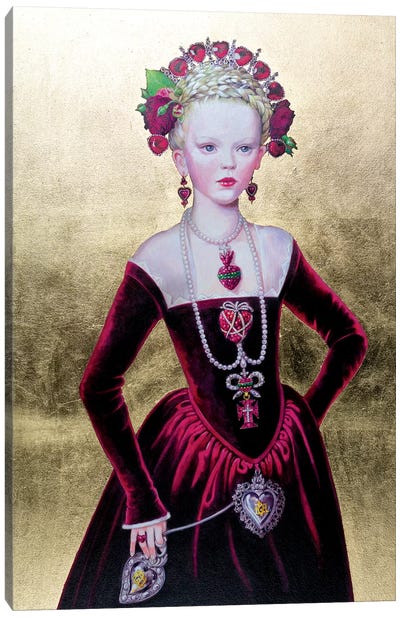 Regina di Cuori von Fondo Oro Canvas Art Print - Titti Garelli