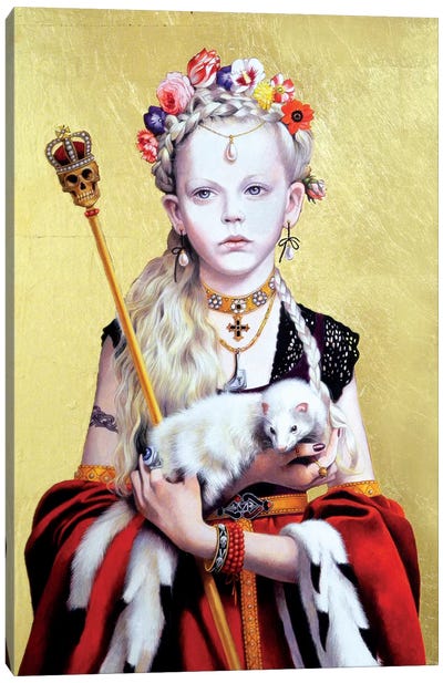 Regina Gothica con Ermellino Canvas Art Print - Child Portrait Art