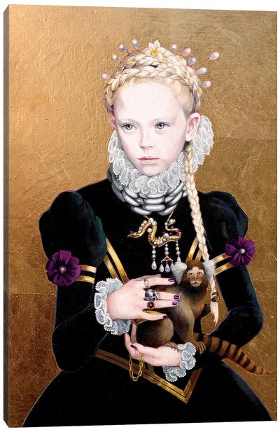 Regina Gothica con Scimmietta Canvas Art Print - Crown Art