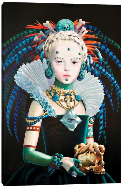 Regina Maya In Verde Canvas Art Print - Titti Garelli