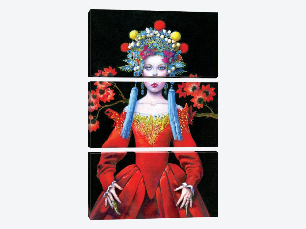 China Red Queen by Titti Garelli 3-piece Canvas Art Print