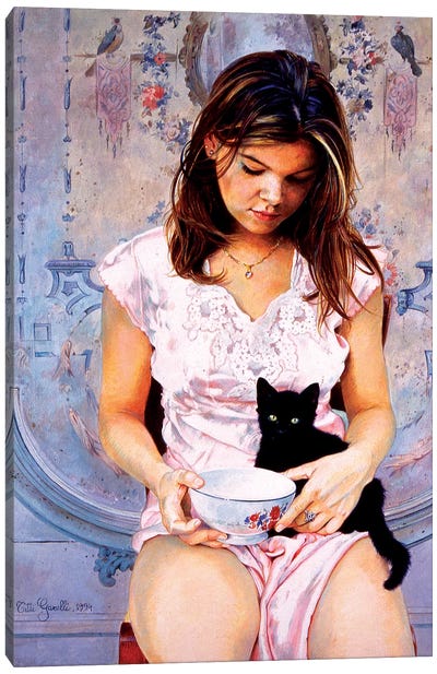 Elisa e il Gattino Canvas Art Print