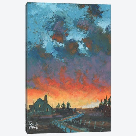 Watercolor Folk Art Sunset #1, Digital Arts by Chromatic Fusion