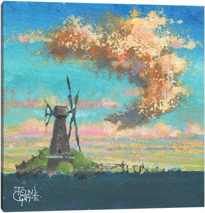 Windmill Afternoon Canvas Art Print - Watermill & Windmill Art