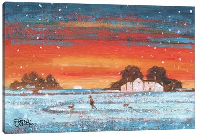 Winter Neighbours Canvas Art Print - Toni Goffe