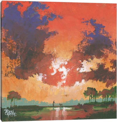 Sunburst Dog Canvas Art Print - Cloudy Sunset Art